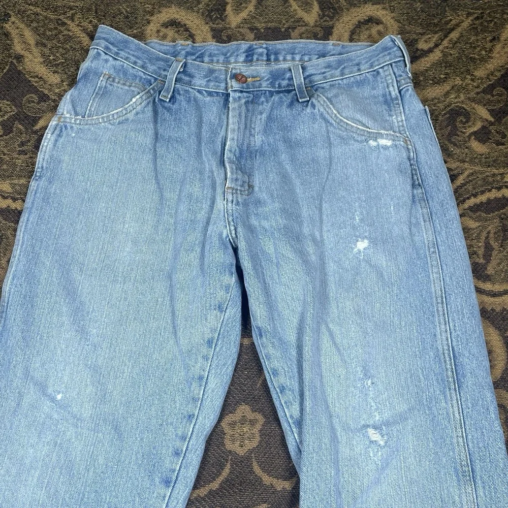 Vtg Round House Jeans Mens Size 34x32 Blue Light Denim Pants Made In USA